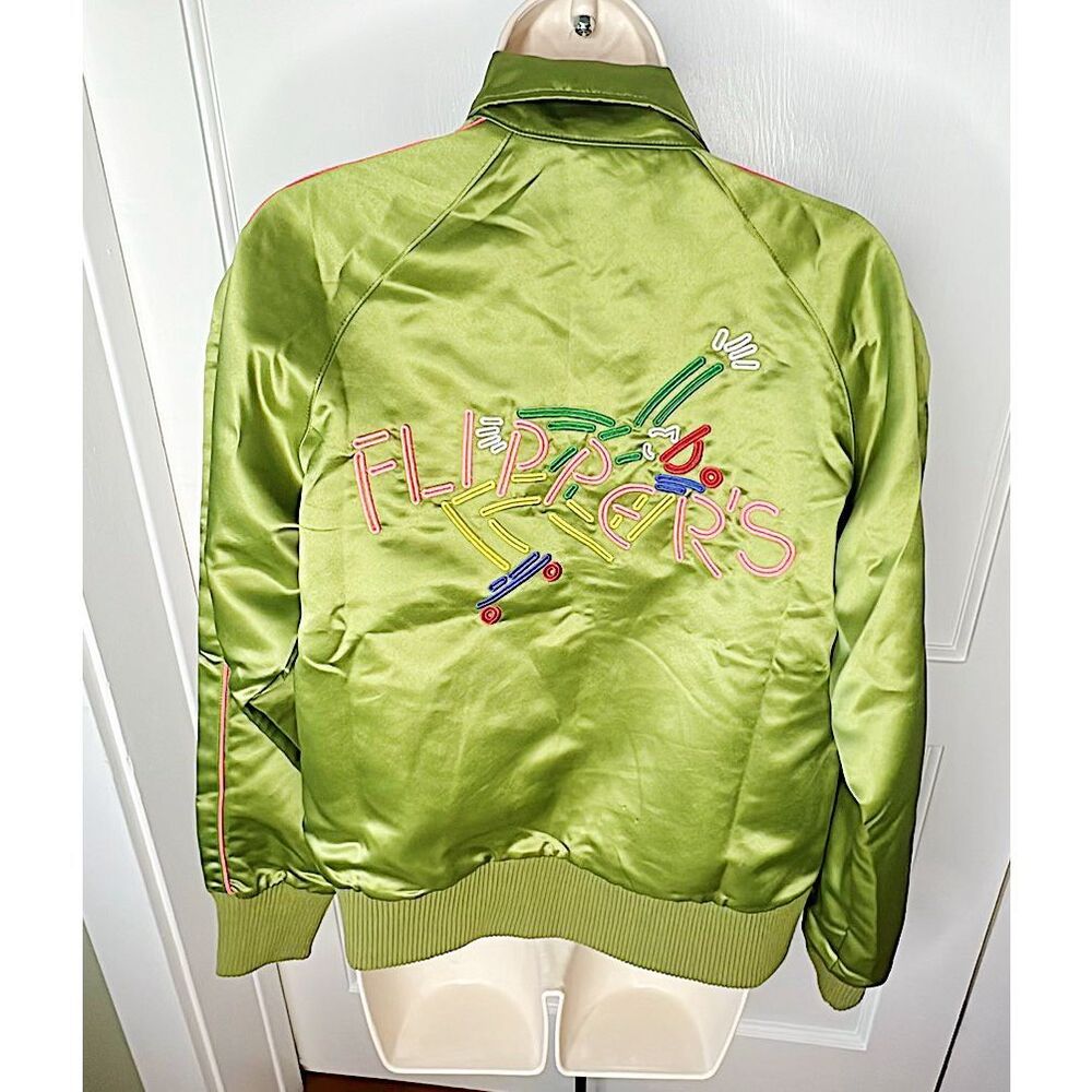 Flippers Roller Boogie Palace Satin Bomber Jacket Green Size Small - Picture 5 of 5